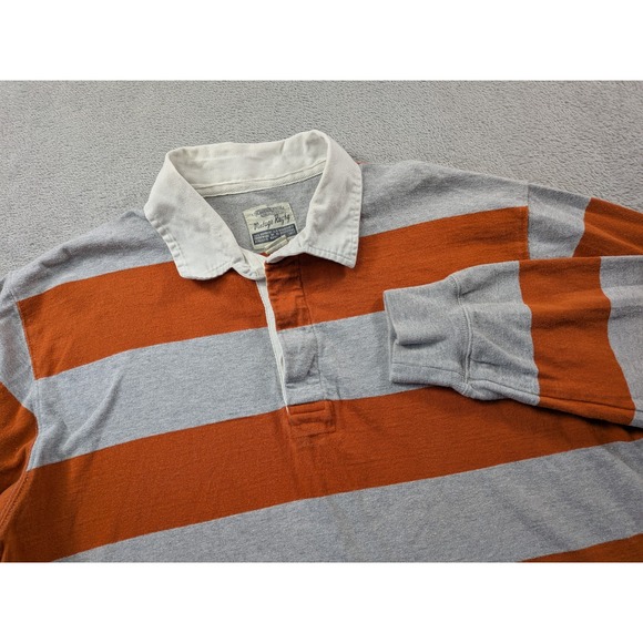 American Eagle Outfitters Other - American Eagle Vintage Rugby Shirt Mens Large Orange Gray Striped Long Sleeve L